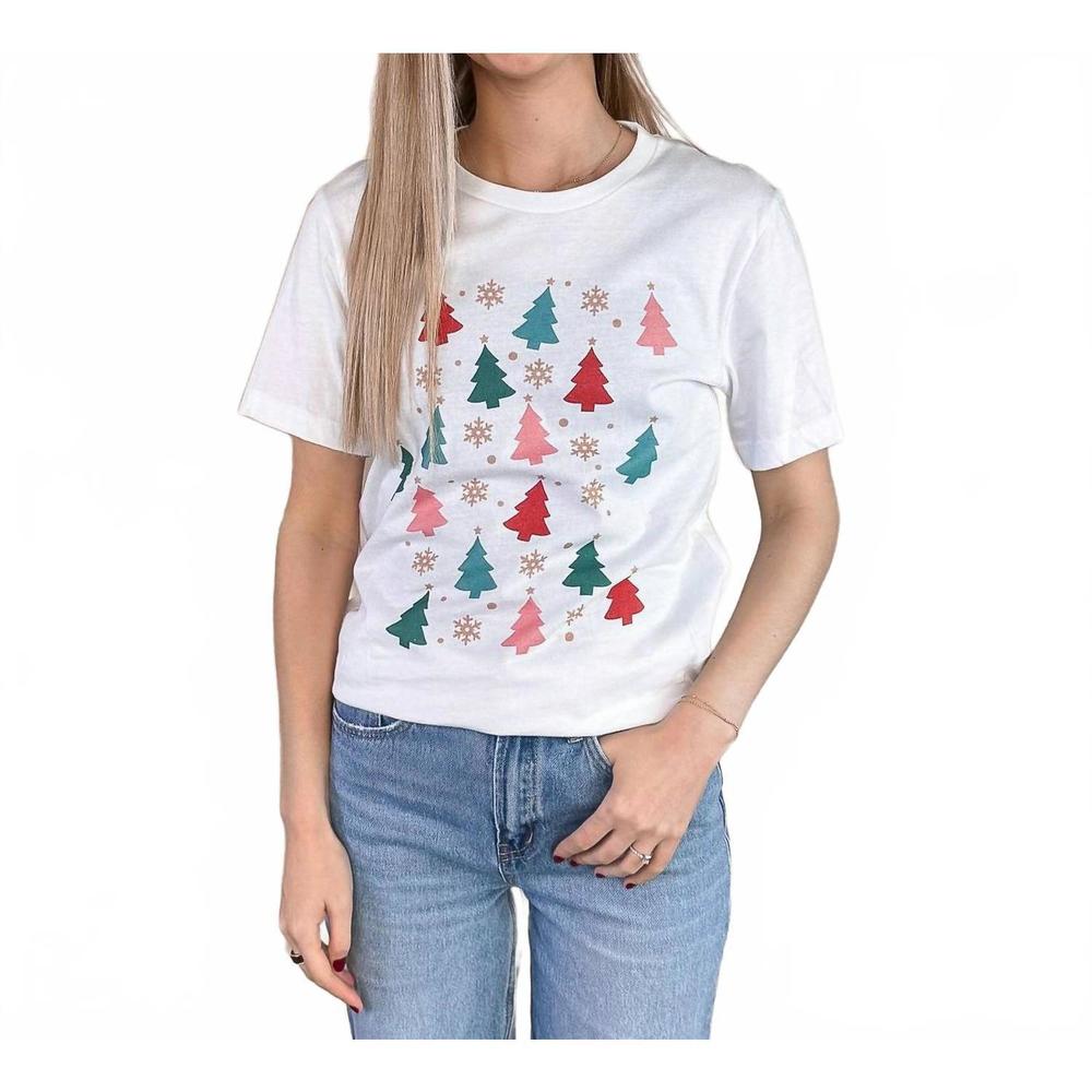 NEW KISSED APPAREL christmas tree snowflake sprinkles graphic tee in white